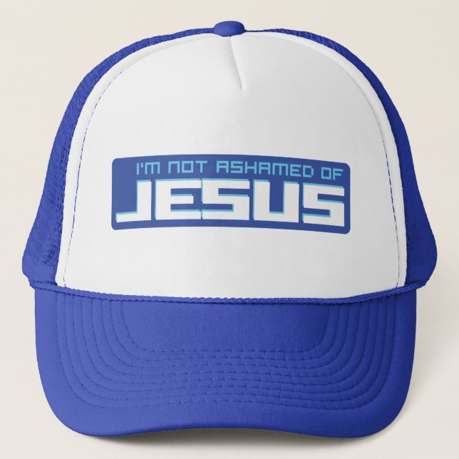 Jesus-Hut-Blau Truckerkappe (Vorderseite)