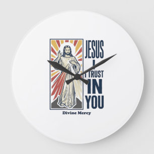 Jesus ich vertraue auf dich Divine Mercy Shirt Des Große Wanduhr