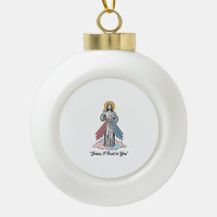 Jesus, ich vertraue auf dich Vintage-Stickerei-Shi Keramik Kugel-Ornament
