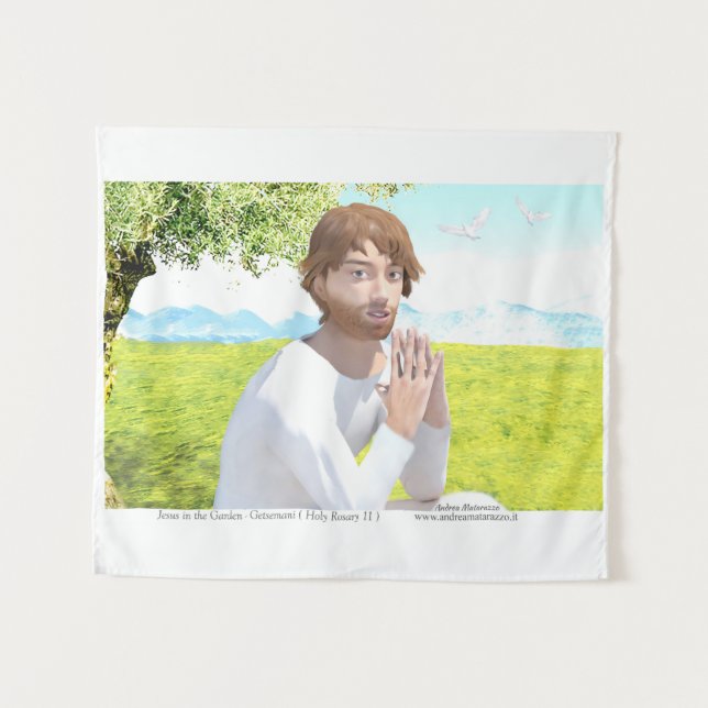 Jesus im Garten (Getsemani) Wandteppich (Vorderseite (Horizontal))