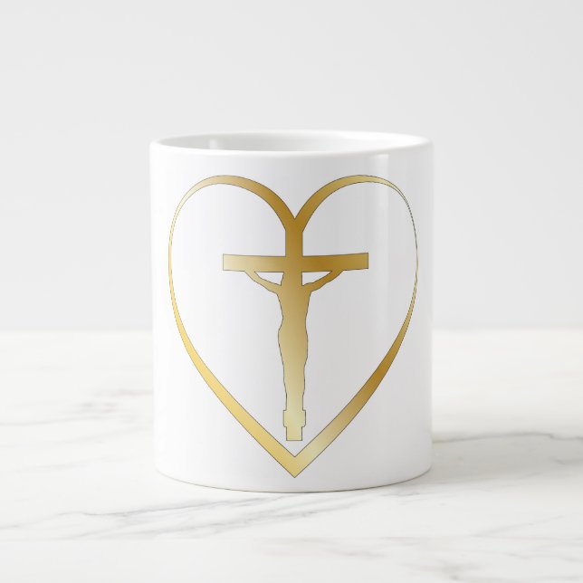 Jesus im Herzen Jumbo-Tasse (Vorderseite)