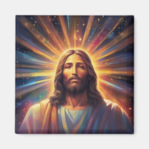 Jesus im strahlenden Strahl der Farbe 1 Magnet