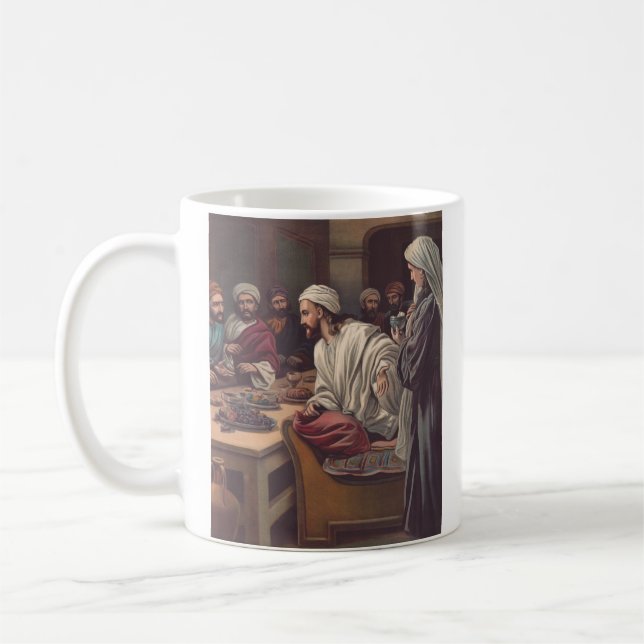 Jesus in Bethany gesalbt Kaffeetasse (Links)