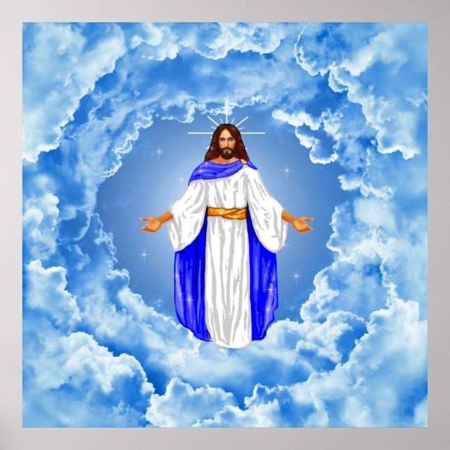 Jesus in den Wolken Poster (Vorne)