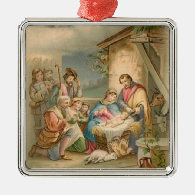 Jesus in der Krippe Ornament Aus Metall (Vorne)