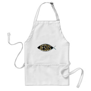Jesus in einem Fischsymbol Zazzle HERART-Schürze Schürze