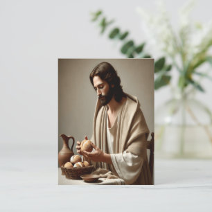 Jesus in Einsamkeit Breaking Heiliges Brot Postkarte