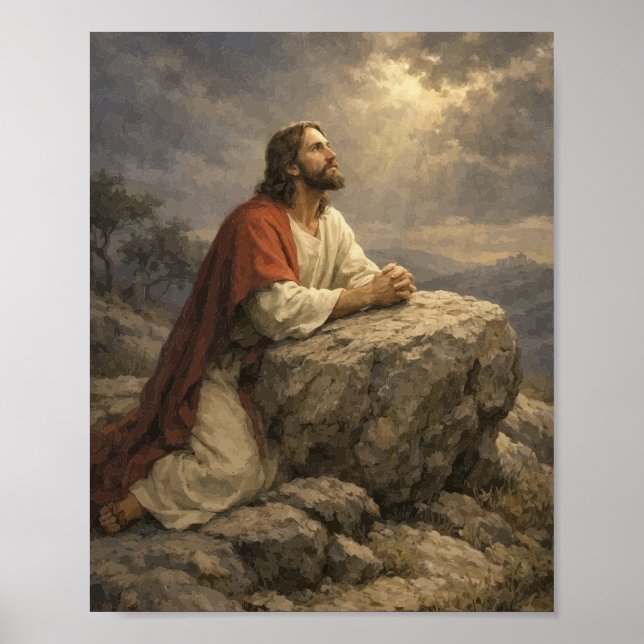 Jesus in Gethsemane Gebetsplakat – Friedlich Poster (Vorne)