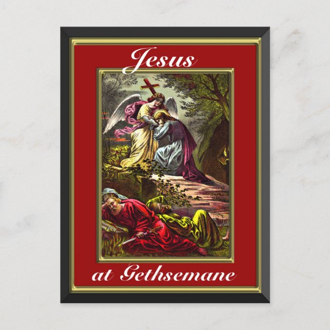 Jesus in gethsemane Rot- und Goldrahmen Postkarte (Vorderseite)