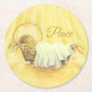 Jesus in Manger Weihnachtsbuch Untersetzer