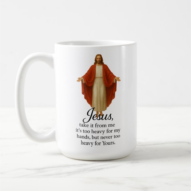 Jesus in Red and White Kaffeetasse (Links)