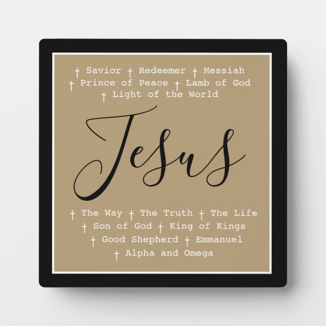 "Jesus is" Christian faith tabletop based Fotoplatte (Vorderseite)