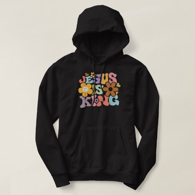 Jesus Is King Flower Hippie Colorful Hoodie (Design vorne)