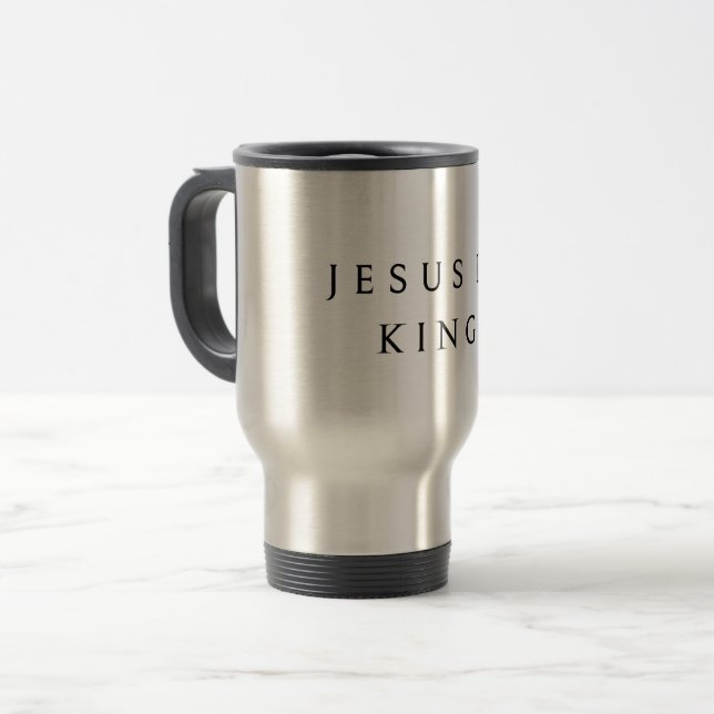 JESUS IS KING Hoodie Reisebecher (Vorderseite Links)