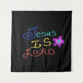 Jesus is LORD Colorful Script Black Wandteppich