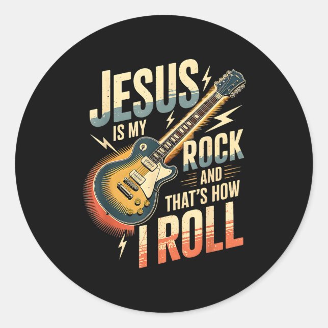 Jesus Is My Rock And That Is How I Roll Christian  Runder Aufkleber (Vorderseite)