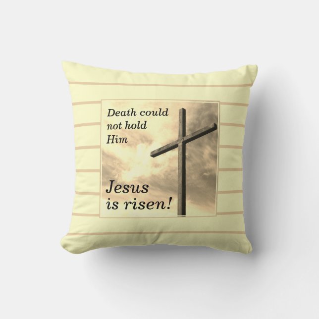 JESUS IS RISEN Individualisierbare Creme Christlic Kissen (Vorderseite)