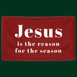 Jesus is the Reason for the Season Red Christmas Banner