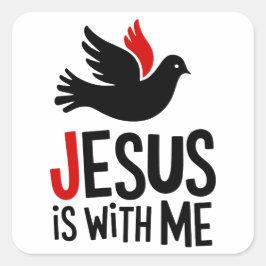 Jesus is with me Gitarrenplektra Quadratischer Aufkleber