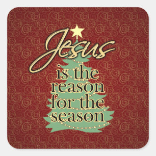 Jesus ist das Grund-christliche Weihnachten Quadratischer Aufkleber
