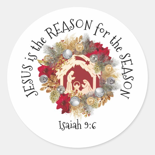 JESUS IST DAS GRÜNDE FÜR Weihnachten Runder Aufkleber (Vorderseite)