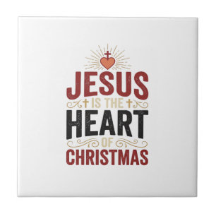 Jesus ist das Herz des Weihnachten Vintage-Shirt Fliese