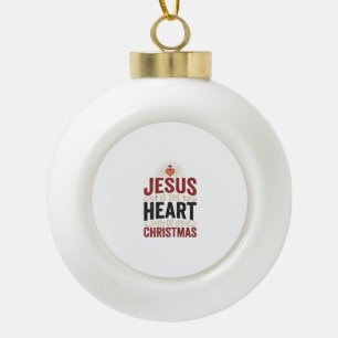 Jesus ist das Herz des Weihnachten Vintage-Shirt Keramik Kugel-Ornament