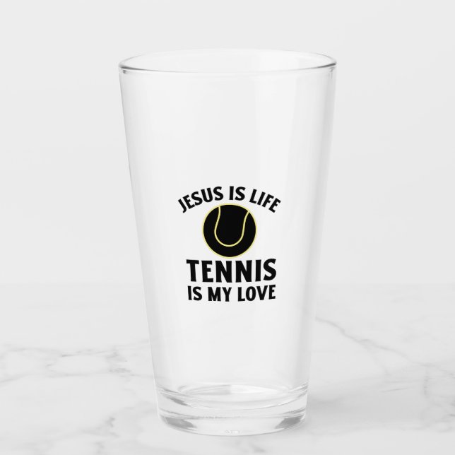Jesus ist das Leben Tennis ist meine Liebe Glas (Vorderseite)