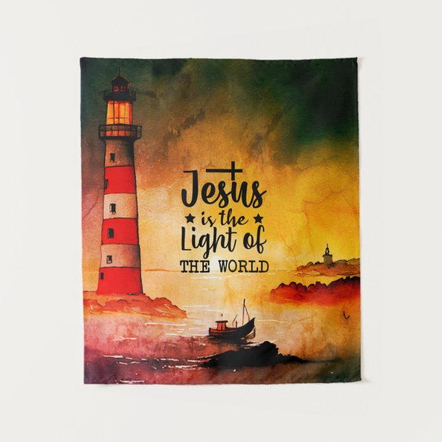 Jesus ist das Licht der Welt-Bibelverse Wandteppich (Vorderseite)