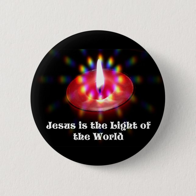 Jesus ist das Licht der Weltrot-Kerze Button (Vorderseite)