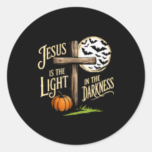 Jesus ist das Licht in der Dunkelheit christliches Runder Aufkleber