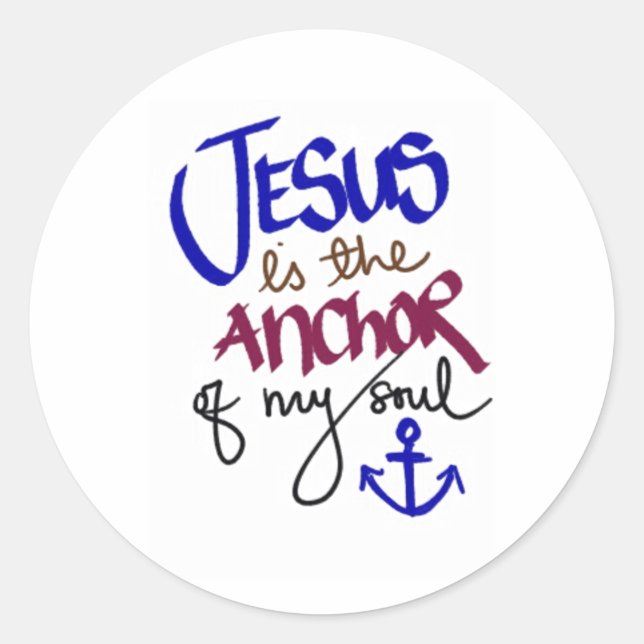 Jesus ist der Anker meines Souls Christlich Religi Runder Aufkleber (Vorderseite)