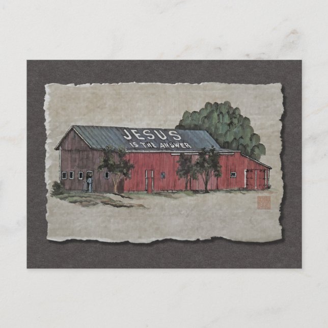 Jesus ist der Antwortstall Postkarte (Vorderseite)