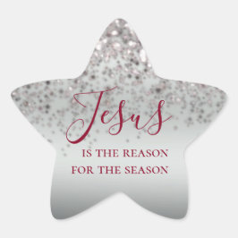 Jesus ist der Grund, dass Silver Sparkle Weihnacht Stern-Aufkleber
