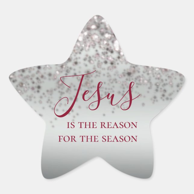 Jesus ist der Grund, dass Silver Sparkle Weihnacht Stern-Aufkleber (Vorderseite)