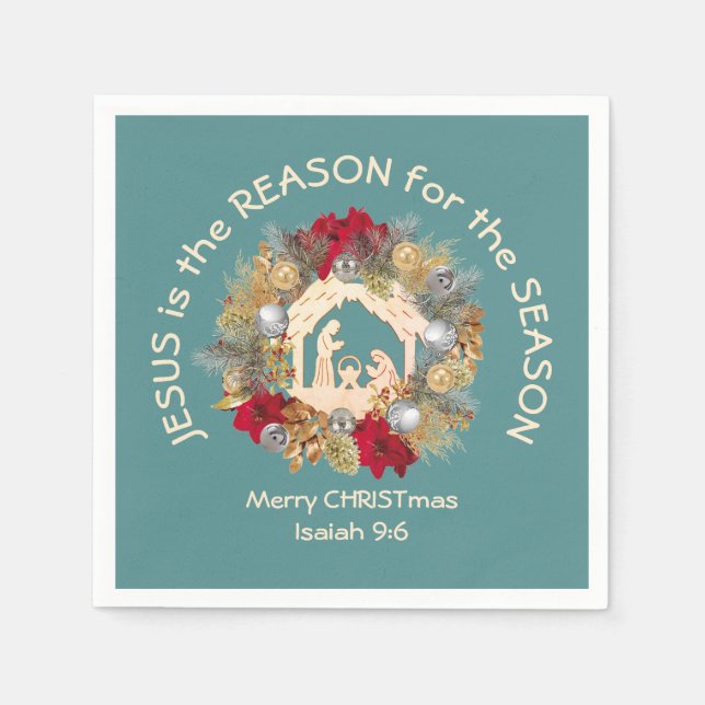 JESUS IST DER GRUND FÜR DAS blaue Weihnachtsbuch N Serviette (Vorderseite)