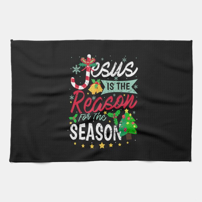 Jesus ist der Grund für das Weihnachtsfest der Jah Geschirrtuch (Horizontal)
