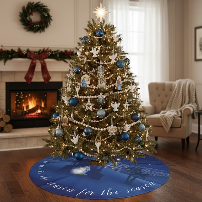 Jesus ist der Grund für die Geburt Polyester Weihnachtsbaumdecke (Von Creator hochgeladen)