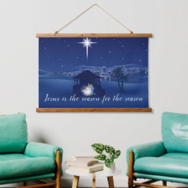 Jesus ist der Grund für die Geburt Wandteppich Mit Holzrahmen