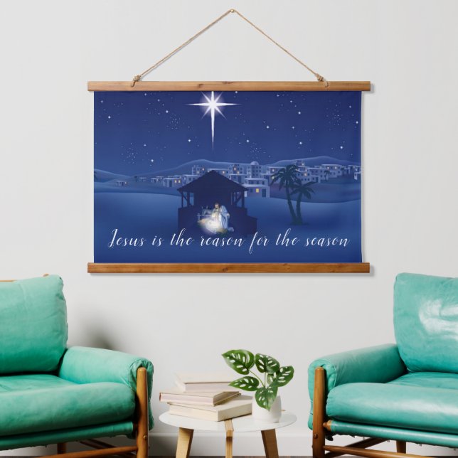 Jesus ist der Grund für die Geburt Wandteppich Mit Holzrahmen (Wohnzimmer)