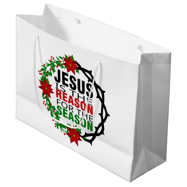 Jesus ist der Grund für die Jahreszeit Große Geschenktüte (Vorderseite Schrägansicht)