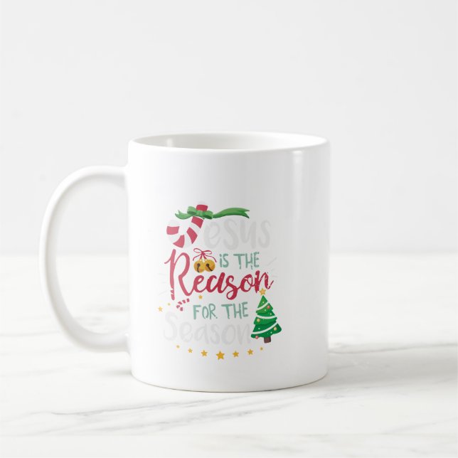 Jesus ist der Grund für die Jahreszeit, Weihnachte Kaffeetasse (Links)
