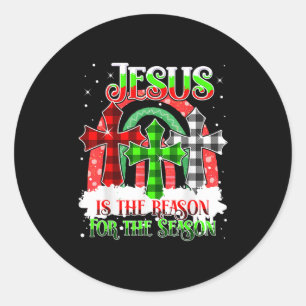 Jesus ist der Grund für die Regenbogen-Weihnachtsz Runder Aufkleber