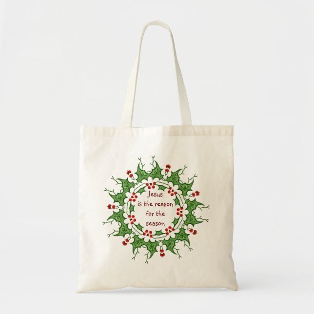 "Jesus ist der Grund für die Saison" Holly Design Tragetasche (Vorne)