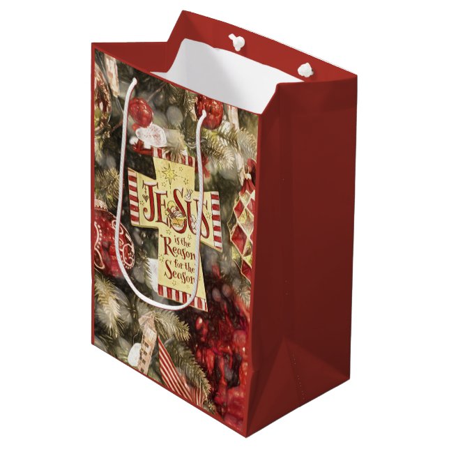 Jesus ist der Grund für die Saison Mittlere Geschenktüte (Vorderseite Schrägansicht)