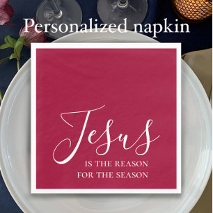 Jesus ist der Grund für die Saison Rotes Weihnacht Serviette