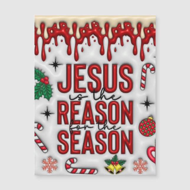 Jesus ist der Grund für die Saison. Weihnachtskart Magnetkarte (Vorderseite)
