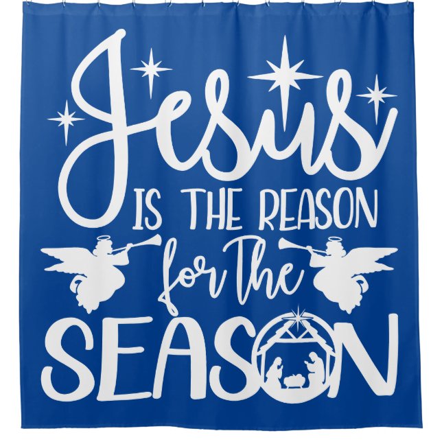 Jesus ist der Grund für die Weihnachtskrippe Duschvorhang (Vorderseite)