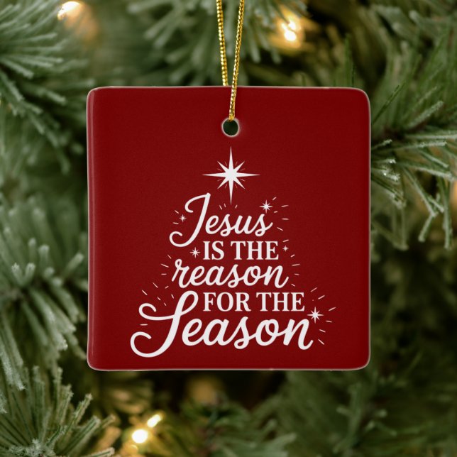 Jesus ist der Grund für diese Jahreszeit Christlic Keramikornament (Baum)