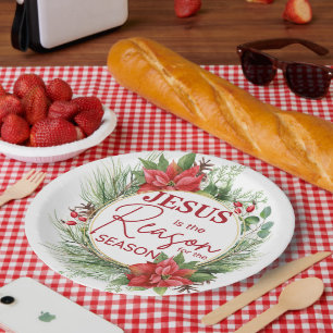 Jesus ist der Grund für Weihnachten der Jahreszeit Pappteller